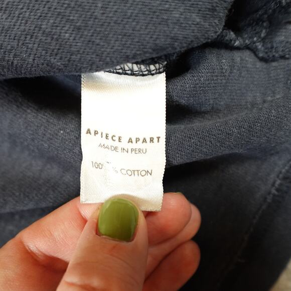 Apiece Apart Top Womens Small Boxy Navy Blue Cotton Tee Crew Neck Short Sleeve - Picture 3 of 9